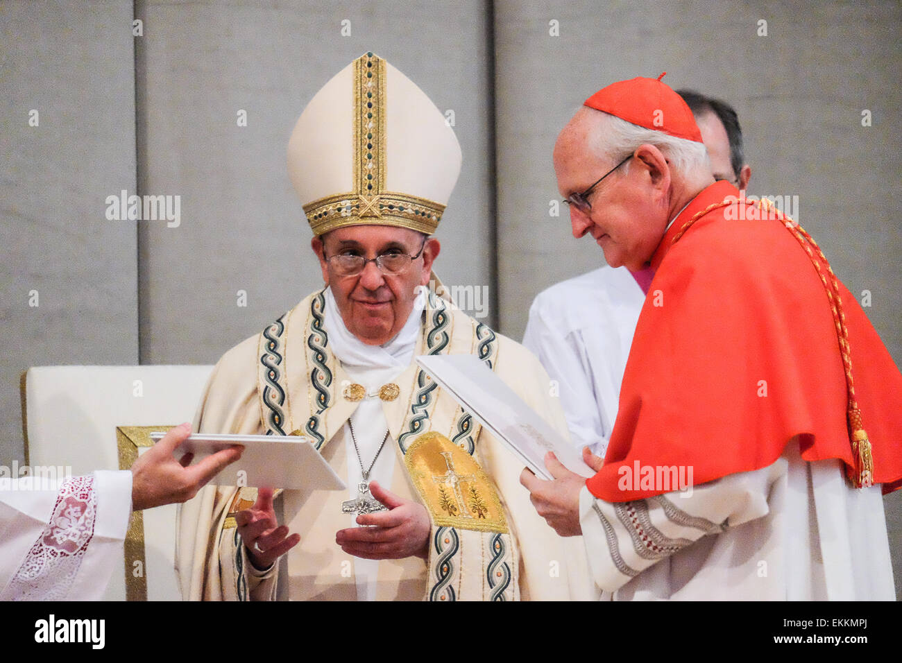 St. Peter`s Basilica, Vatican City. 11th April, 2015. Pope Francis Ceremony publication Papal Bull Holy Year of Mercy Credit:  Realy Easy Star/Alamy Live News Stock Photo